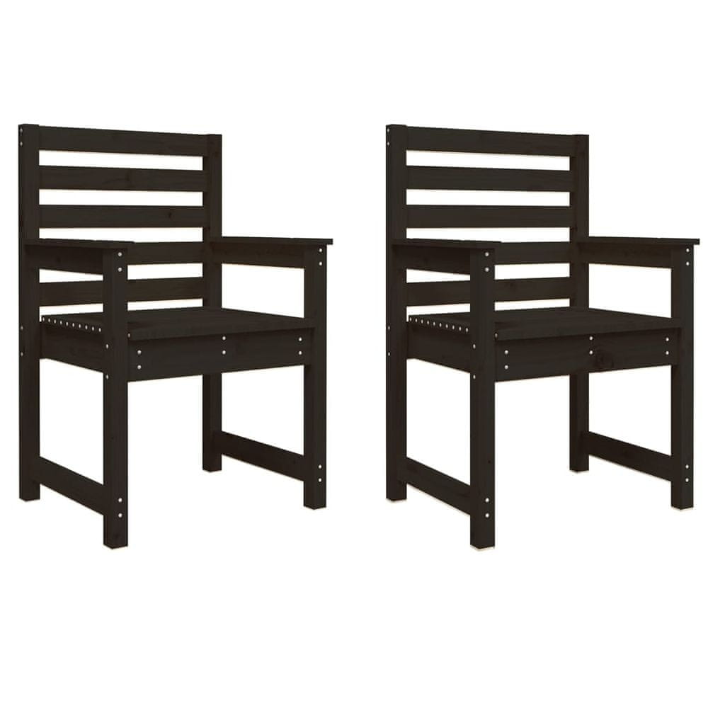 Vidaxl Záhradné stoličky 2 ks čierne 60x48x91 cm borovicový masív